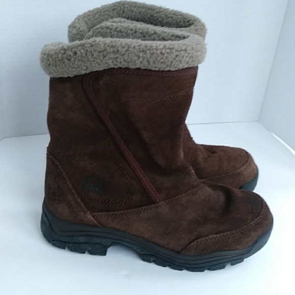 Sorel Water Fall Insulated Suede Leather Winter Snow Boot 7.5 Brown - Picture 5 of 16